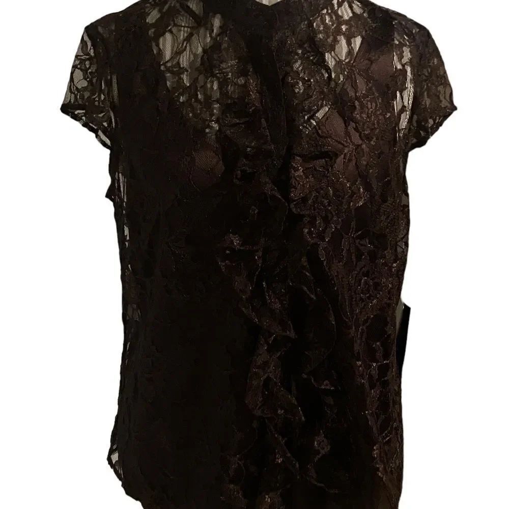Jones New York 2 piece chestnut lace top with tank new with tags